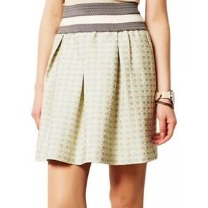 Anthropologie Maeve Cream and Gray A-Line Skirt NWT